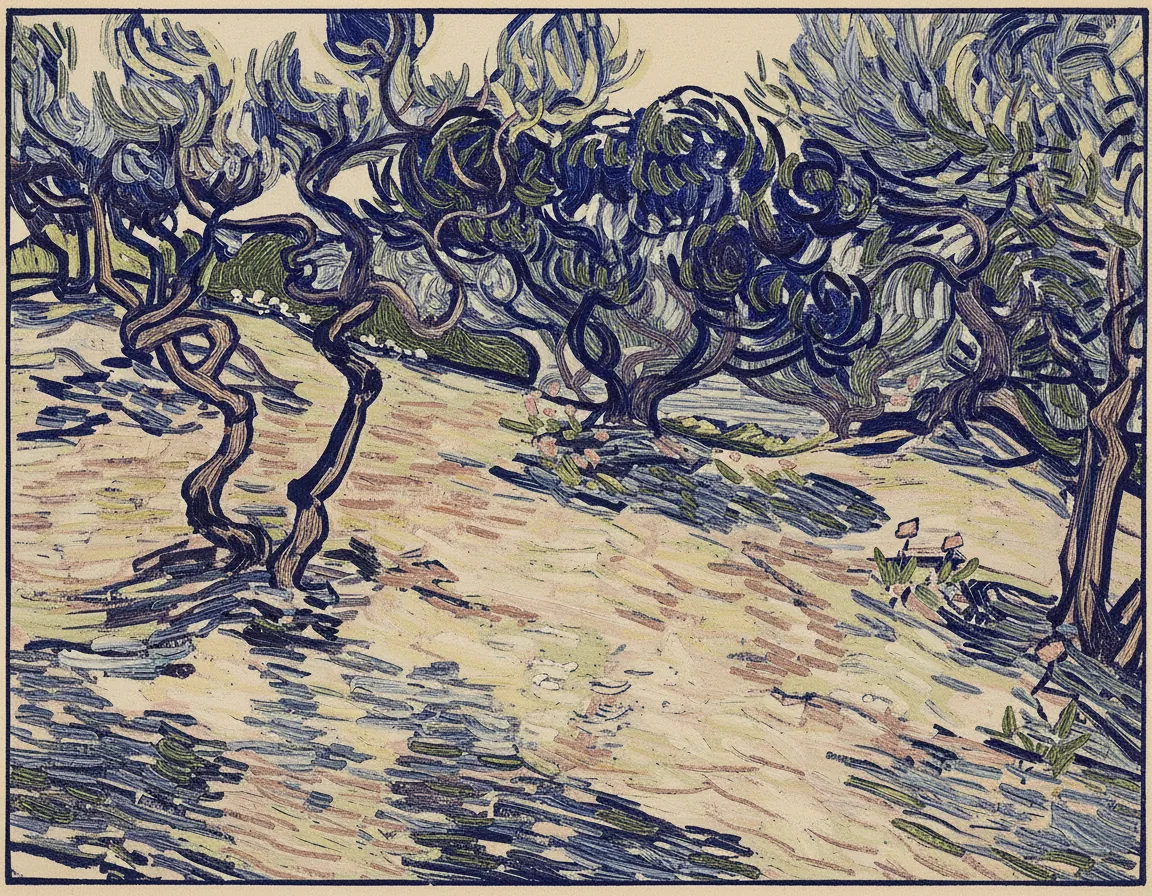 Garden of Gethsemane — ancient olive trees by Unknown