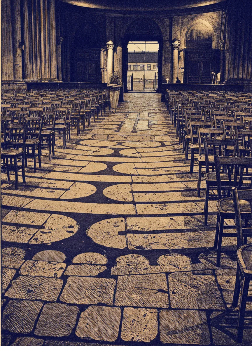 Chartres Cathedral — nave labyrinth by Unknown (Gothic)