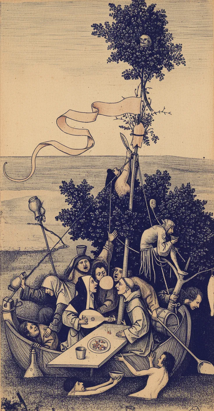 The Ship of Fools, with the Pink Ensign
