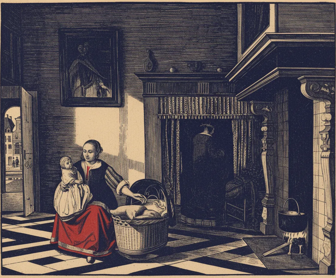 Interior with a Mother Beside the Cradle