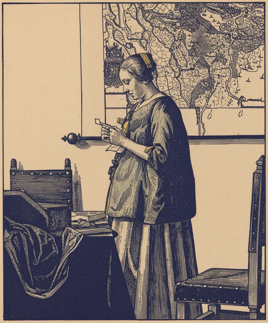 Woman Reading a Letter by Johannes Vermeer